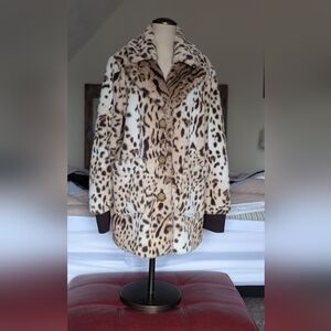 Cabi Leopard Print Faux Fur Coat